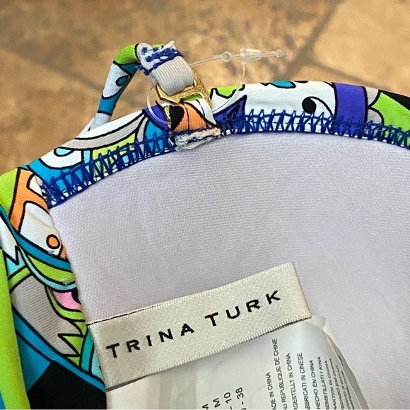 NWOT~TRINA TURK Women Multicolor Pattern Padded Bikini Top Size 6 - Picture 4 of 7